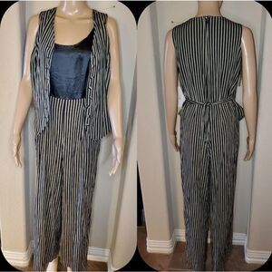 90's Navy striped Sleeveless Jumpsuit